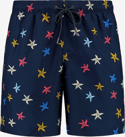 Shiwi Uimashortsit 'Mike' koossa XXXL värissä taivaansininen / tummansininen / keltainen / grenadiini, Tuotenäkymä