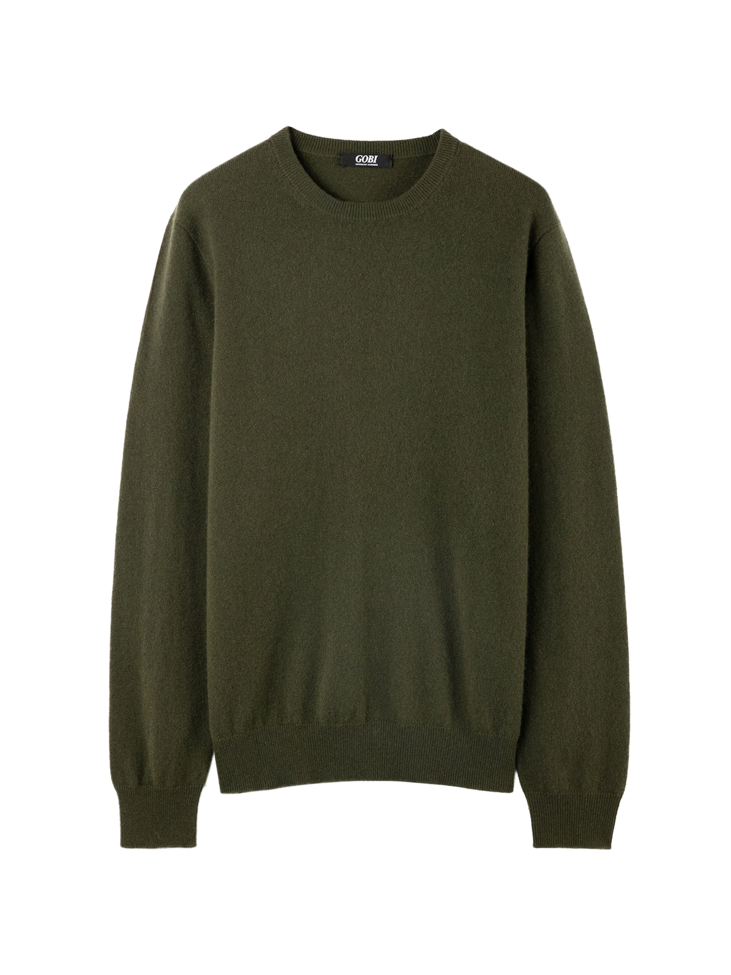 GOBI Cashmere Sweater 'Men's Essential Crewneck Cashmere Sweater' in Green: front