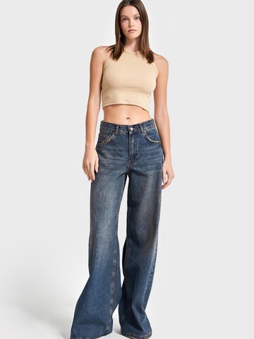 IT'S BASIC Wide leg Jeans 'ELENA Palazzo Mid Rise' in Blauw