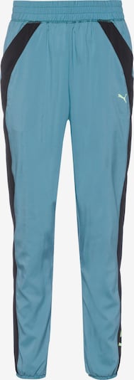 Pantaloni sport PUMA pe albastru fumuriu / verde limetă / negru, Vizualizare produs
