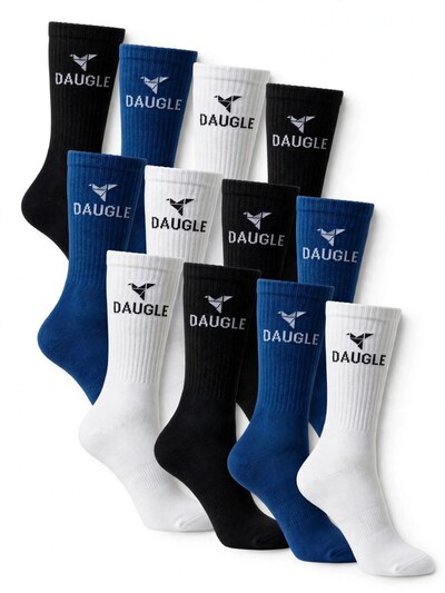 DAUGLE Sportsocken 'Daugle Sport Socks 3-Pack (White, Blue, Black)'‌‌‌‌‌‌‌‌‌ in 39-42 in blau / schwarz / weiß, Produktansicht