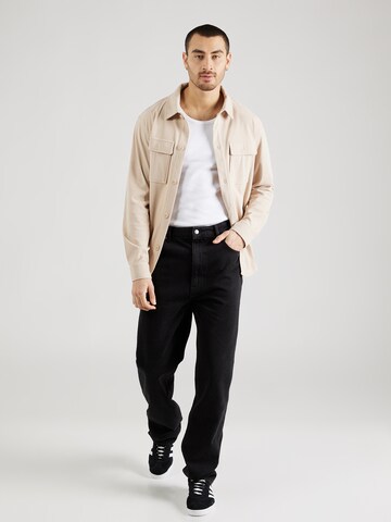 ABOUT YOU x Kevin Trapp Regular fit Button Up Shirt 'Nick' in Beige