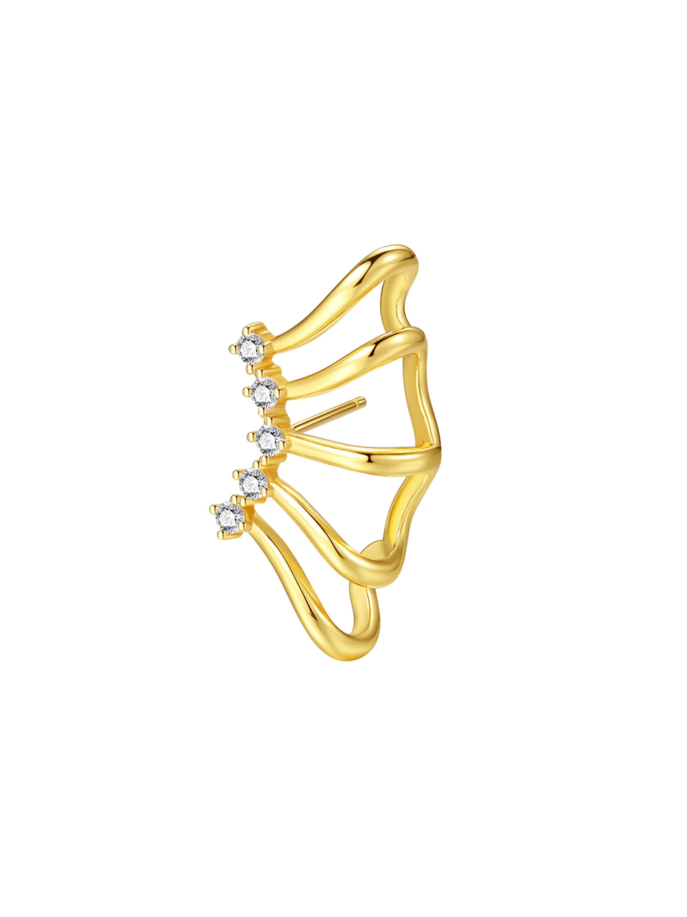 Hey Happiness - Pendientes 'Wrap Wing' en oro: frente