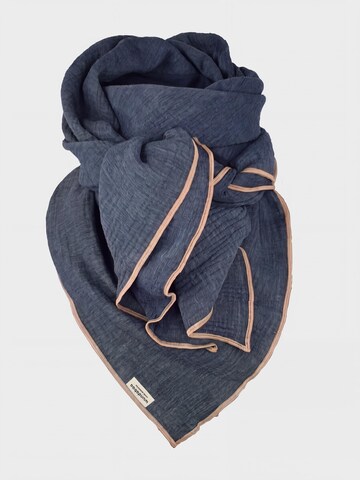 wundabaa Scarf 'Musselin Melange 130 x 130' in Blue: front