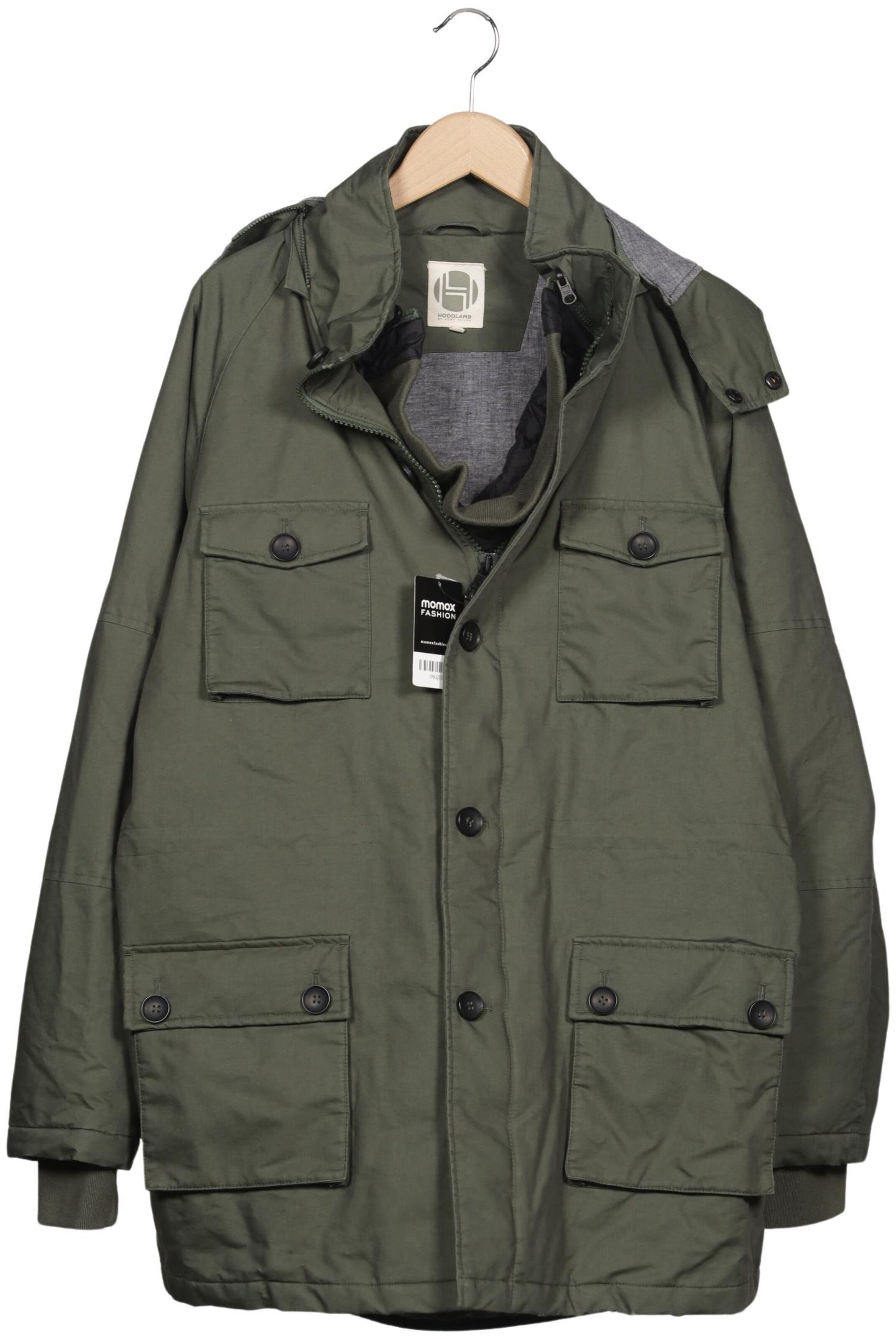 Hemp hoodlamb Mantel XL in Grün: Vorderseite