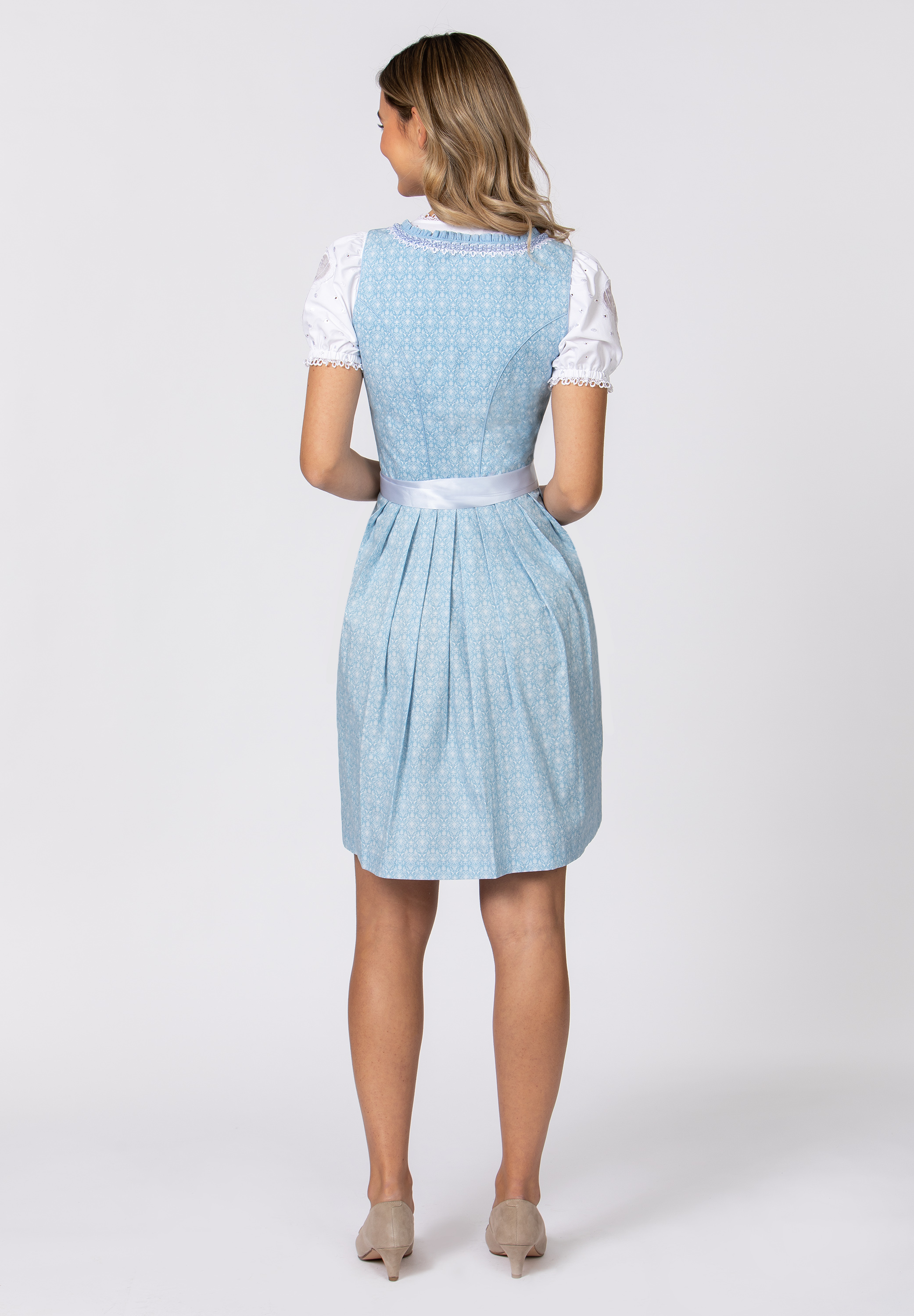 Stockerpoint Mina Grembiule Per Dirndl, Colore Blu Fumé, Taglia 40-44, Eleganza Classica A Righe In Vita Per Oktoberfest