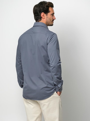 Profuomo Slim fit Overhemd 'Japanese Knitted' in Blauw