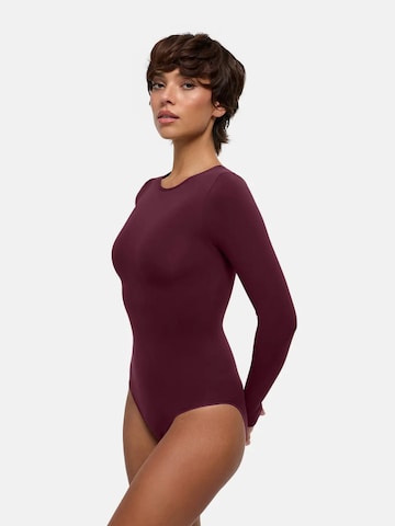 cfab - Body moldeador 'Clean Longsleeve Crewneck Sculpting Bodysuit with Slip' en rojo