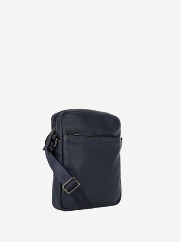 Sac à bandoulière 'Lancaster Sacoche cuir de vachette SOFT VINTAGE Bleu/Camel' LANCASTER Paris en bleu