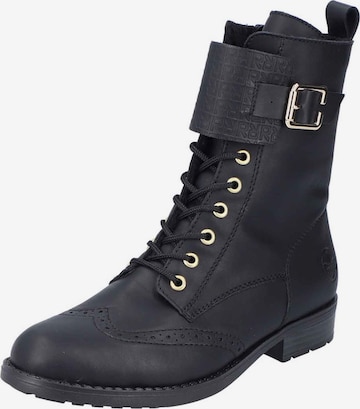 Rieker Lace-Up Ankle Boots in Black: front