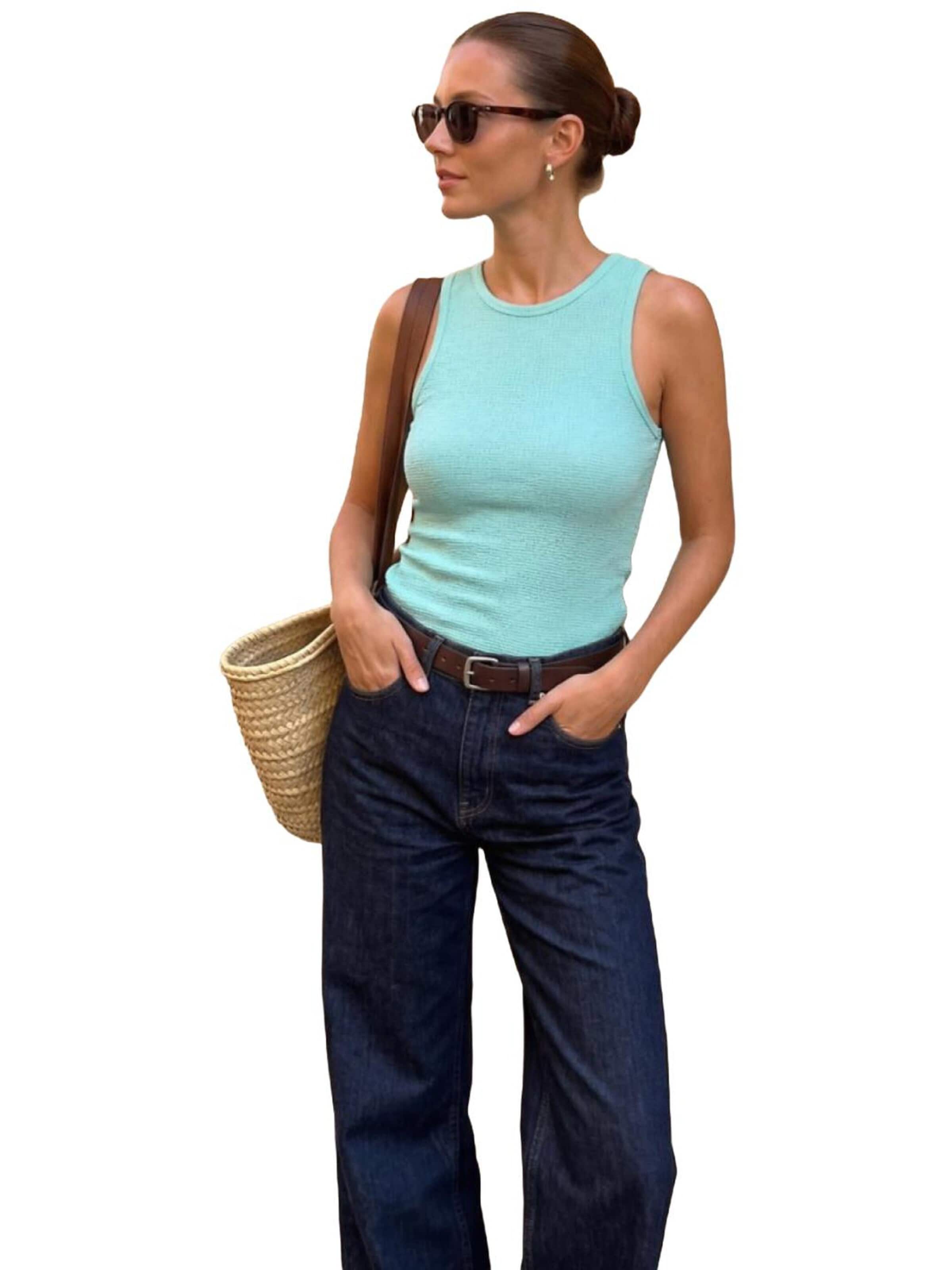 Haut 'LTB Jeans Damen-Tanktop in schmaler Passform' LTB Jeans en bleu : devant