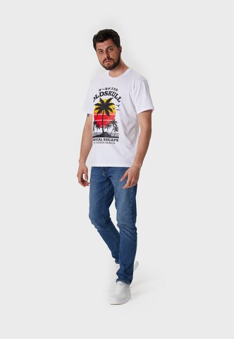 Oldskull Shirt 'Wrldvibe Palmtee' in White