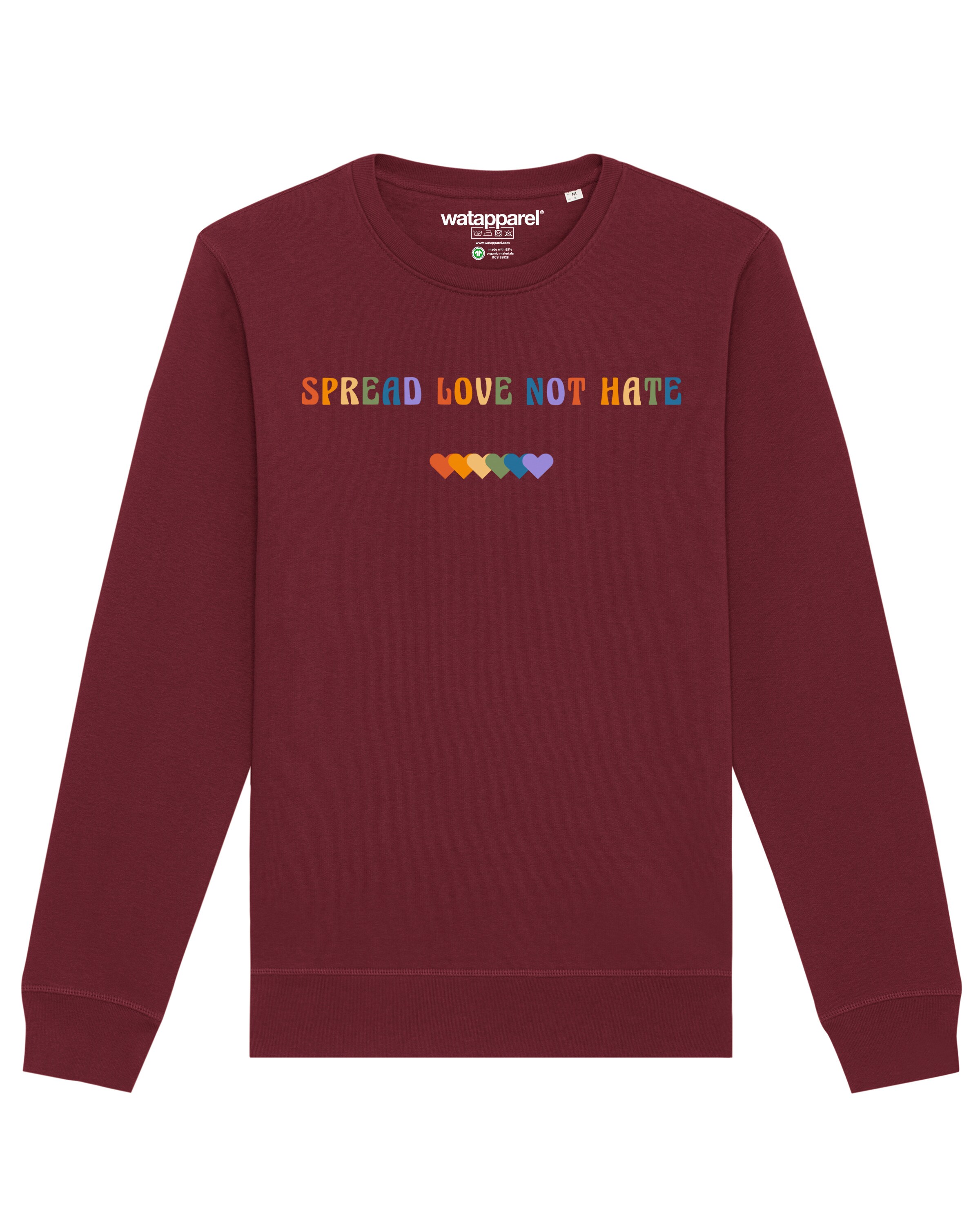 Watapparel Sweatshirt ' Spread Love not Hate ' in Rot: Vorderseite