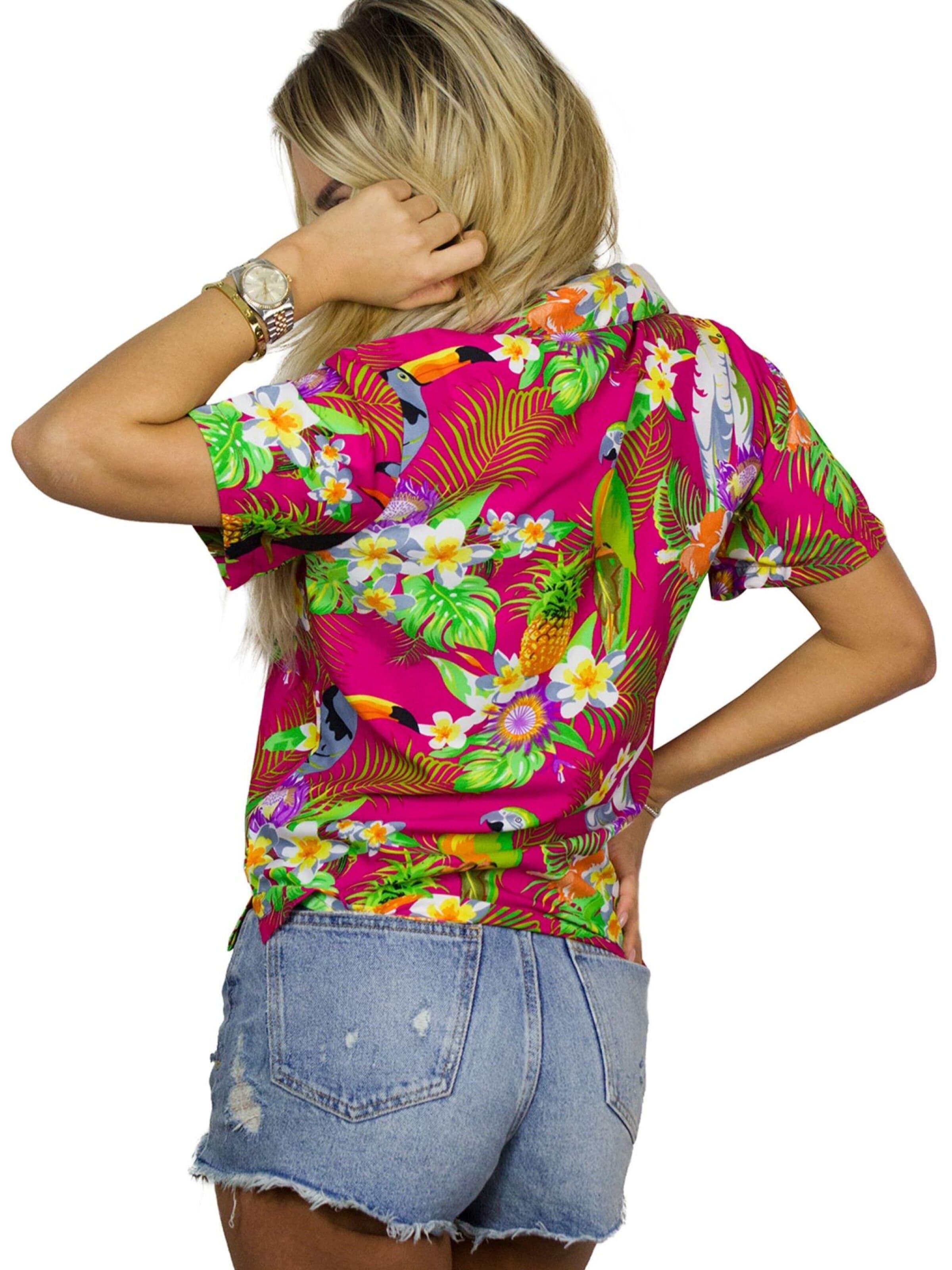 Camicia da donna 'Parrot Cockatoo' di King Kameha in rosa