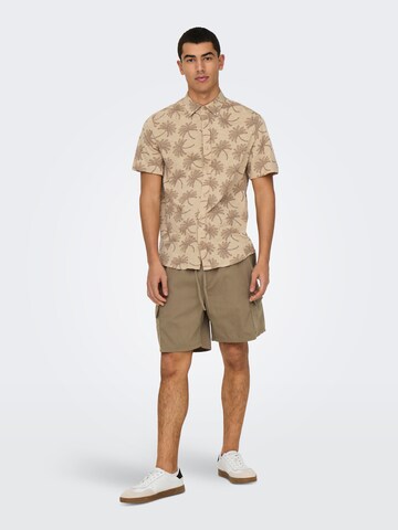 Regular fit Camicia 'ONSMALDINI' di Only & Sons in beige