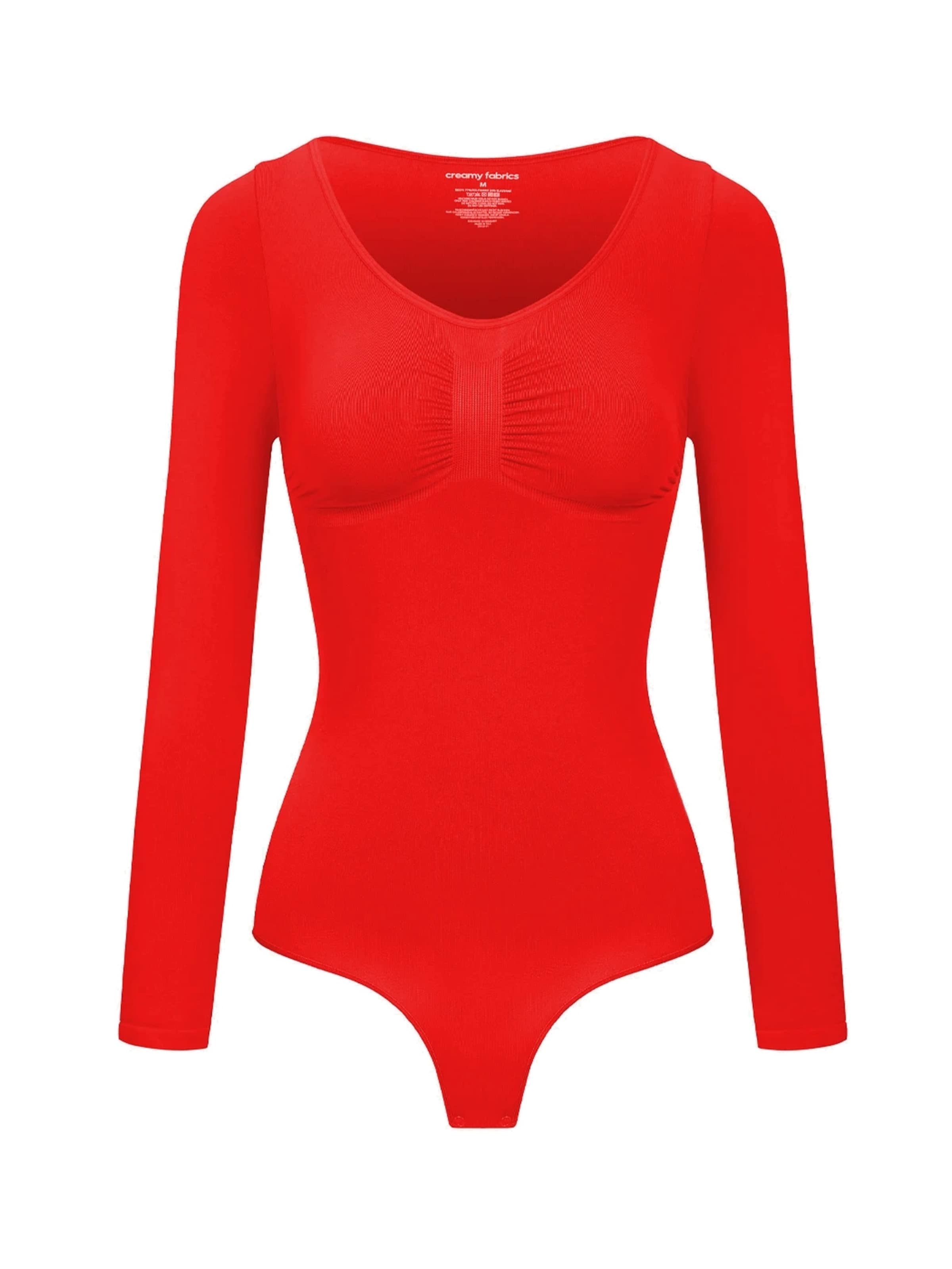 Body modellante 'Bodysuit Sculpting Shapewear Longsleeve mit String' di cfab (formerly creamy fabrics) in rosso: frontale