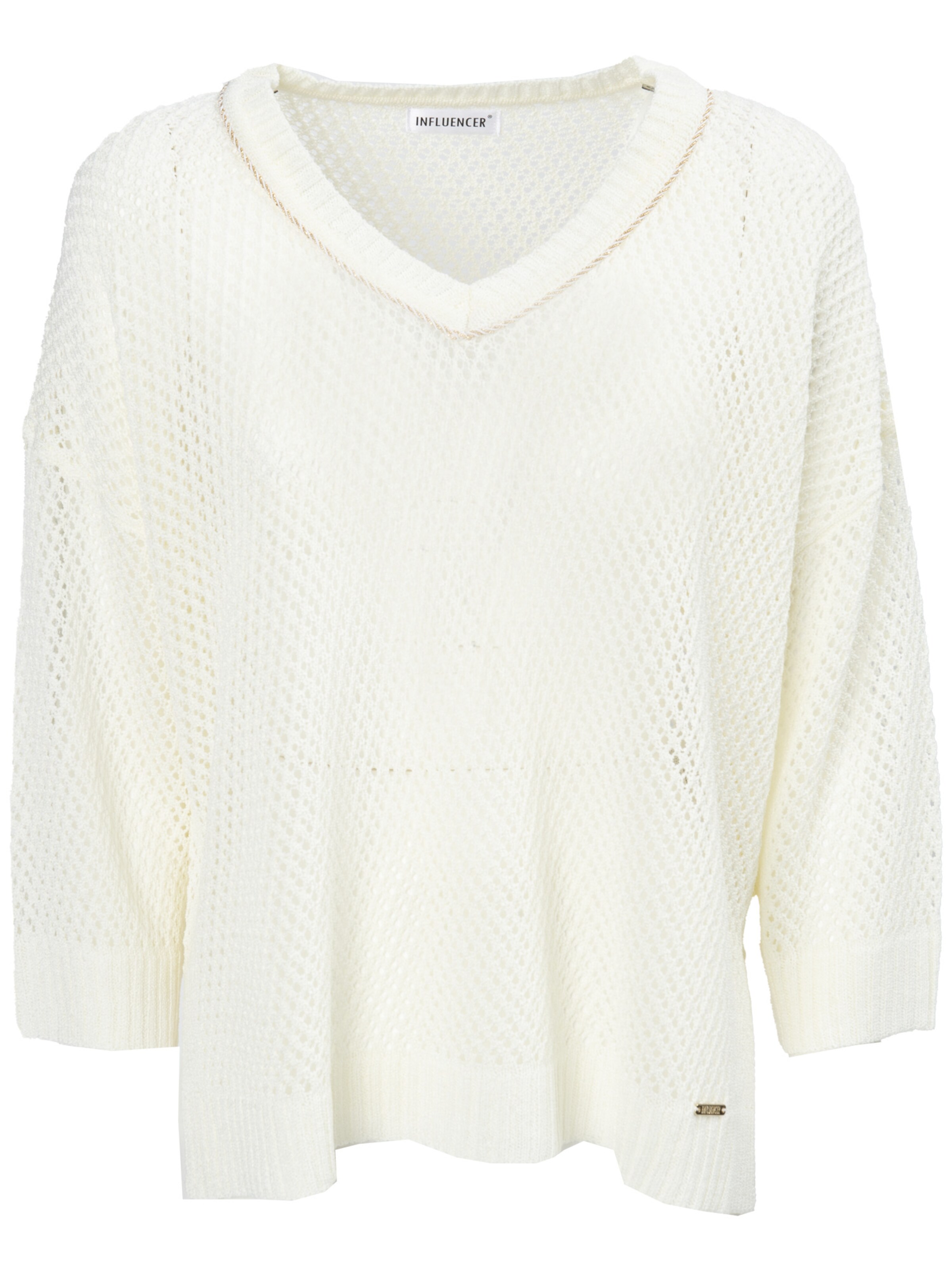 balts Influencer Džemperis 'Holed pattern pull': no priekšpuses