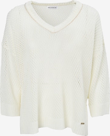 Pull-over 'Holed pattern pull' Influencer en blanc : devant