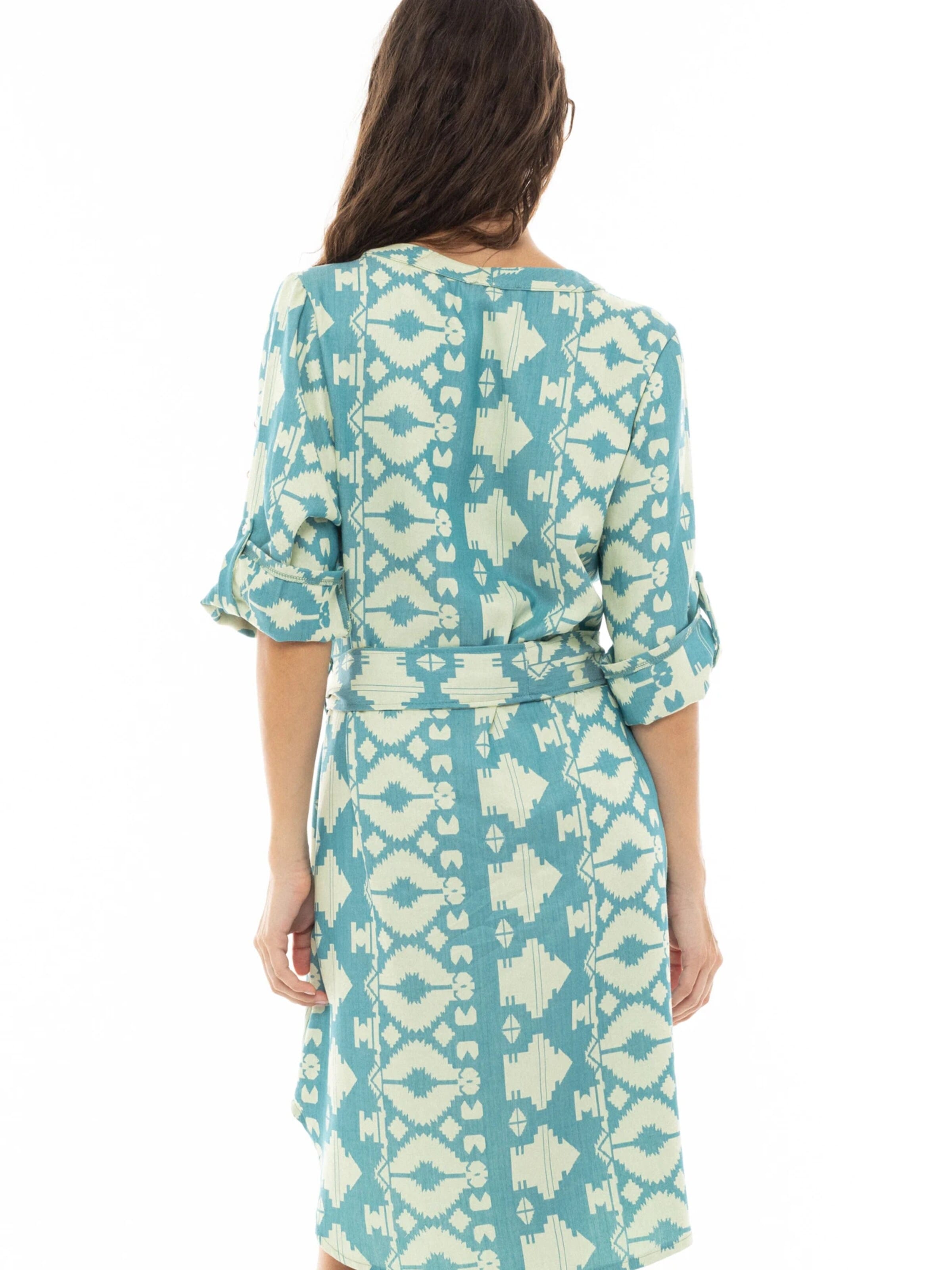 Pink Label Zomerjurk 'BEACHWEAR EMBROIDERY AQUA' in Groen