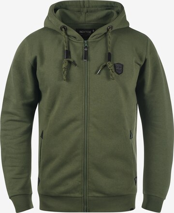 INDICODE JEANS Zip-Up Hoodie in Green: front