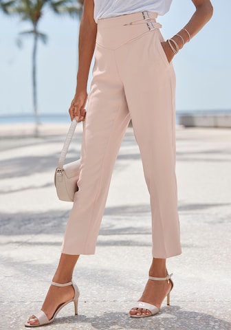 LASCANA Tapered Pantalon in Roze: voorkant