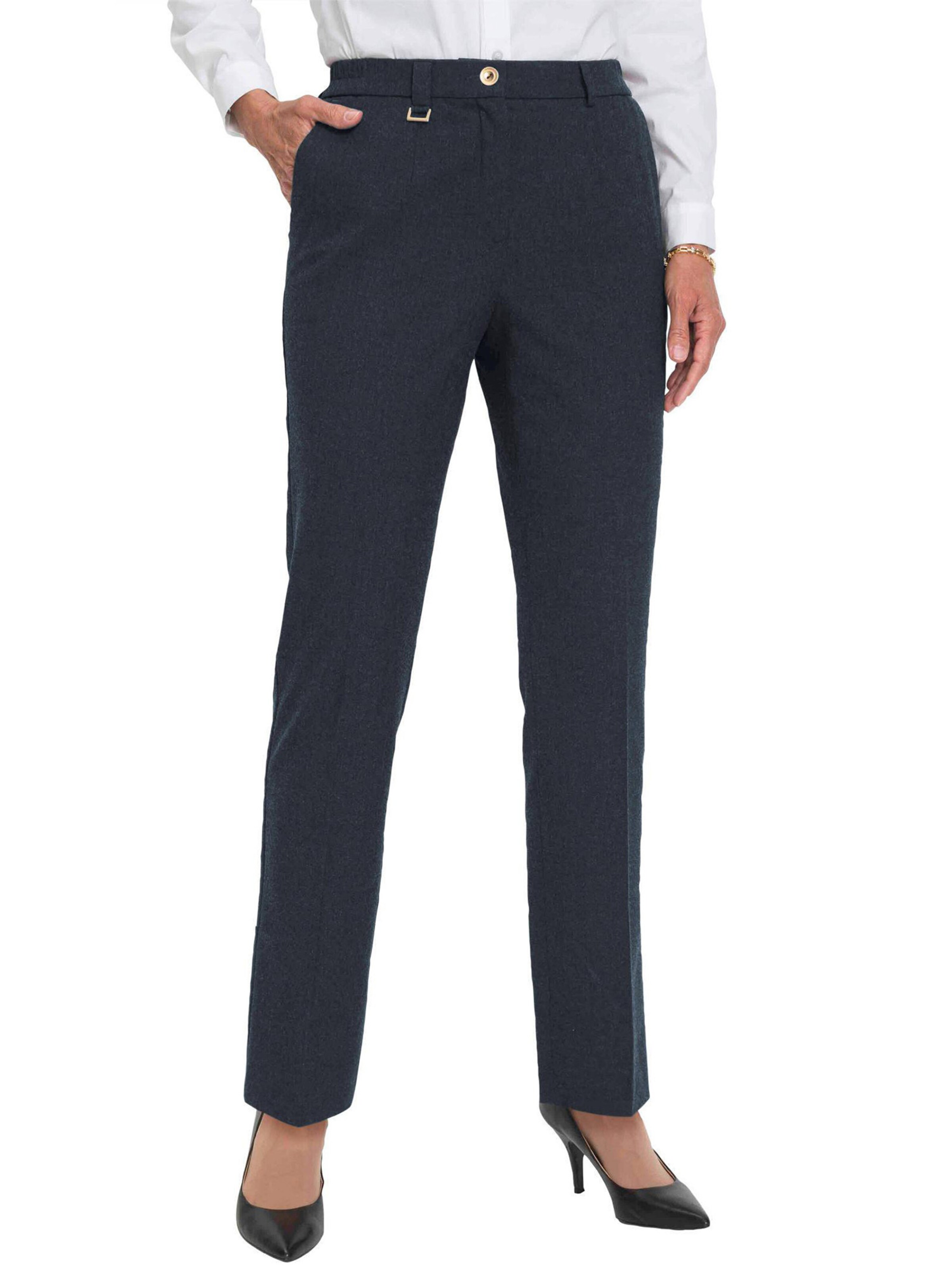 Goldner Regular Pleated Pants in Blue: front