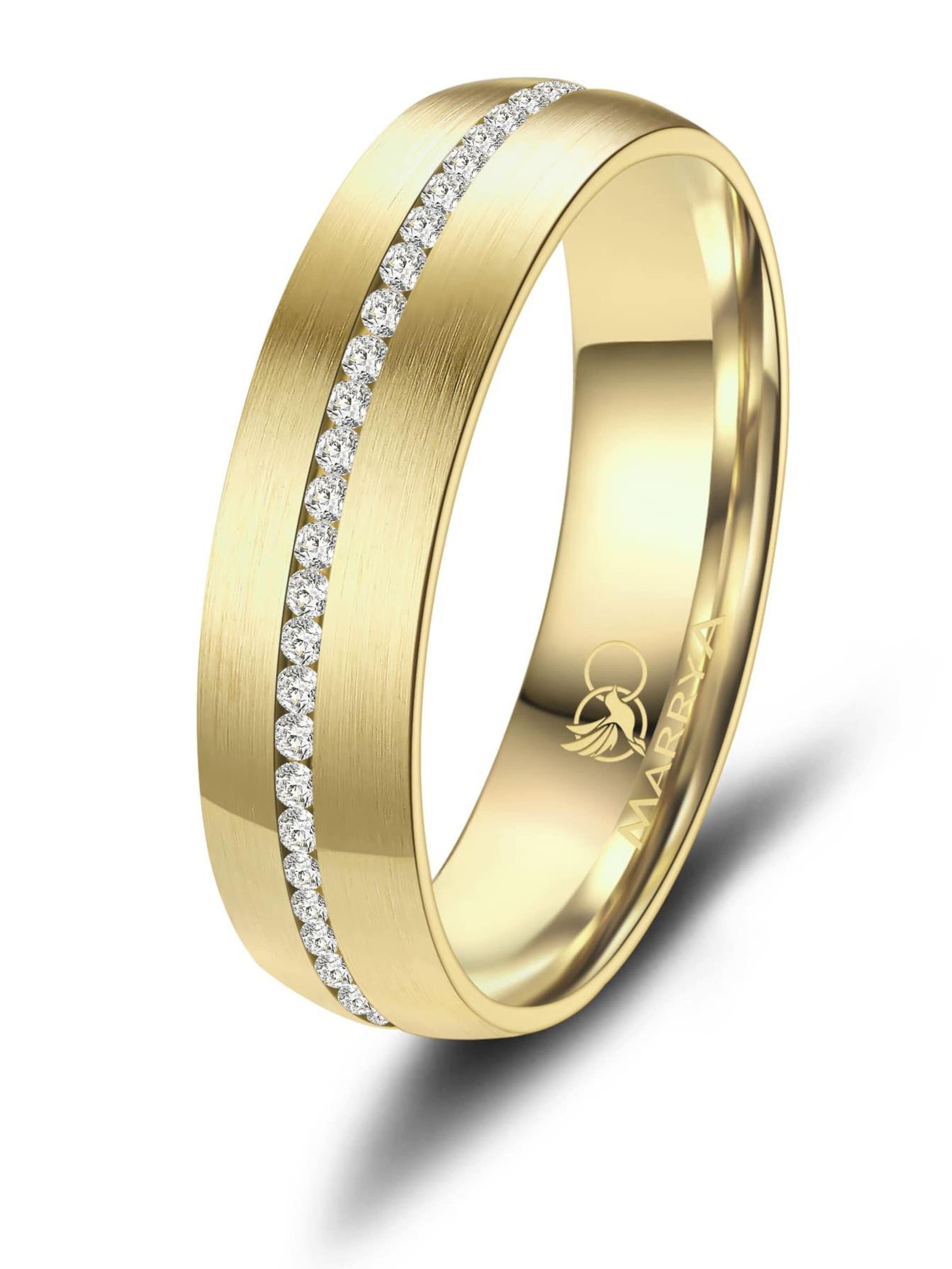 MARRYA Ring 'MARRYA ES-27 Ehering aus Edelstahl - Gold plattiert' i guld