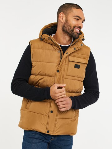 Threadbare Bodywarmer 'Ritcher' in Bruin: voorkant