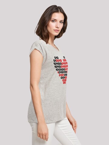 F4NT4STIC Shirt 'I Love You 01001001 Binary Code Herz Valentinstag' in Grijs