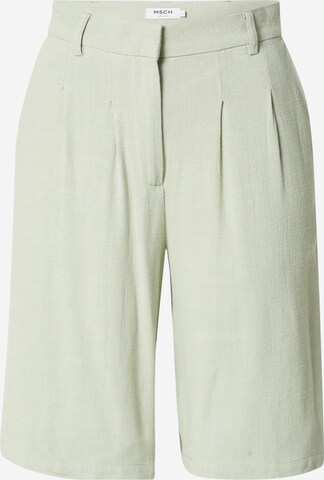 MSCH COPENHAGEN Loose fit Pleat-Front Pants 'Mariet' in Green: front