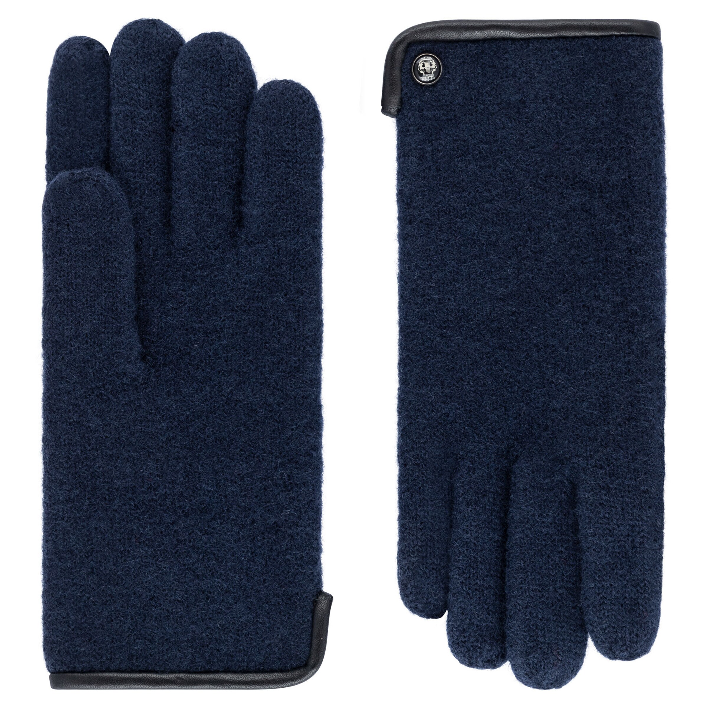 Roeckl Full finger gloves 'FELTED WOOL' in Blue: front
