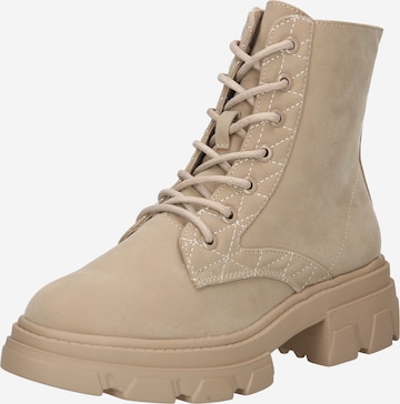 BULLBOXER Lace-Up Ankle Boots in Beige: front