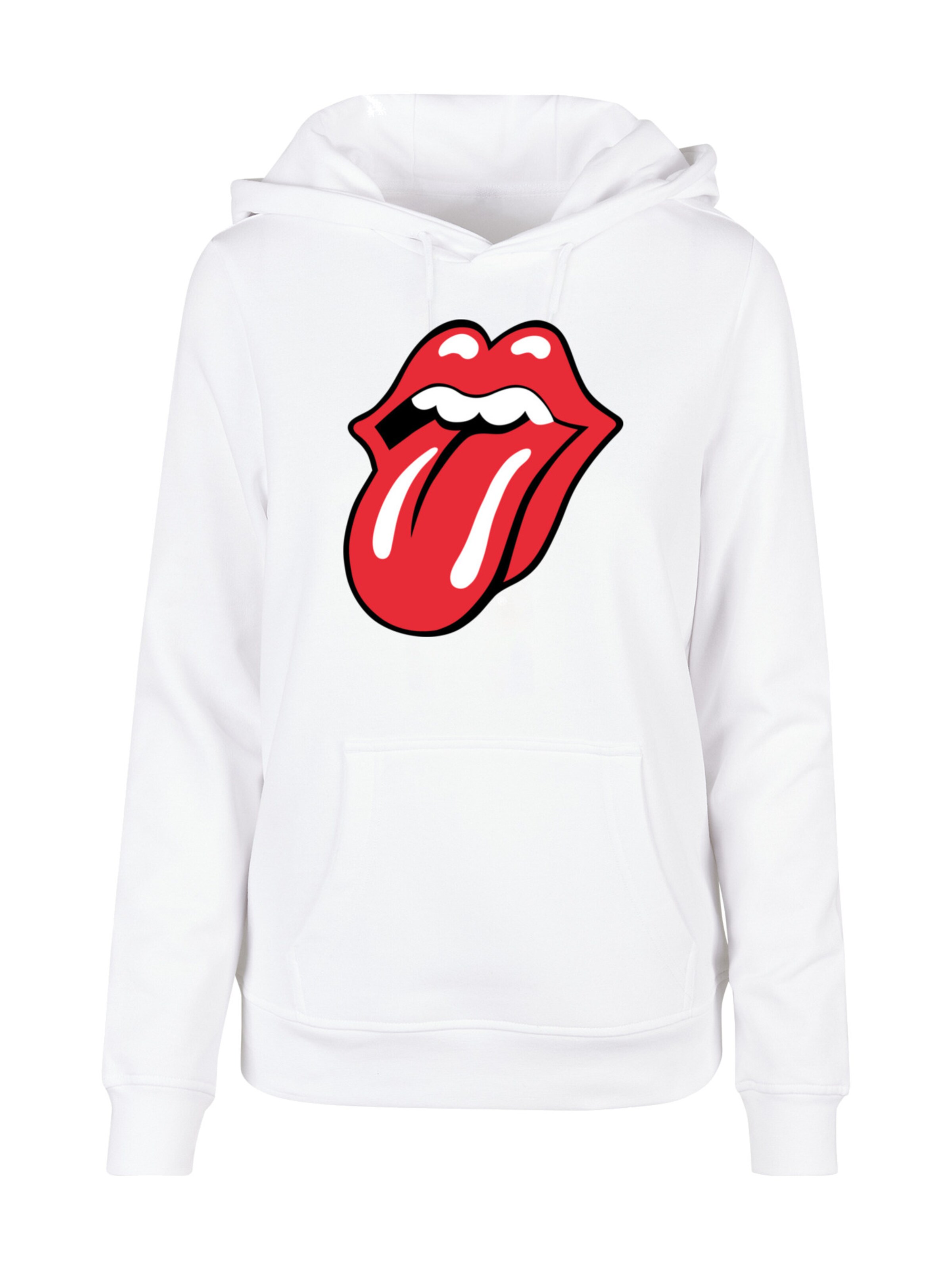 F4NT4STIC Sweatshirt 'The Rolling Stones Classic Tongue Blk' in Wit: voorkant