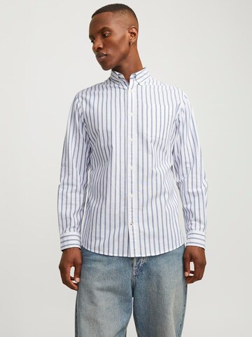JACK & JONES Slim fit Button Up Shirt 'JJEOxford' in Blue: front