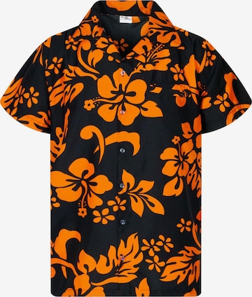 King Kameha Shirt 'Hibiscus Black Line' in Orange: Vorderseite