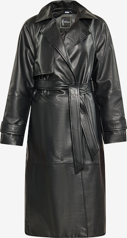 Cappotto di mezza stagione di faina in nero: frontale
