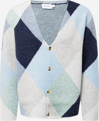 TOPMAN Knit cardigan in Navy / Light blue / mottled grey / Mint, Item view