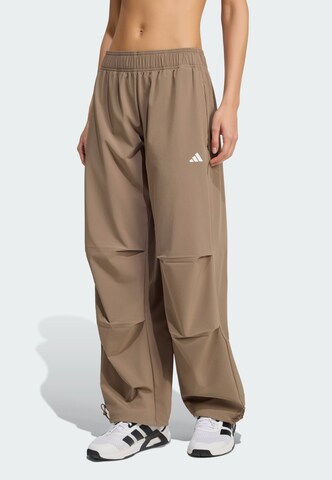 ADIDAS PERFORMANCE Wide Leg Sporthose 'Essentials' in Grün: Vorderseite