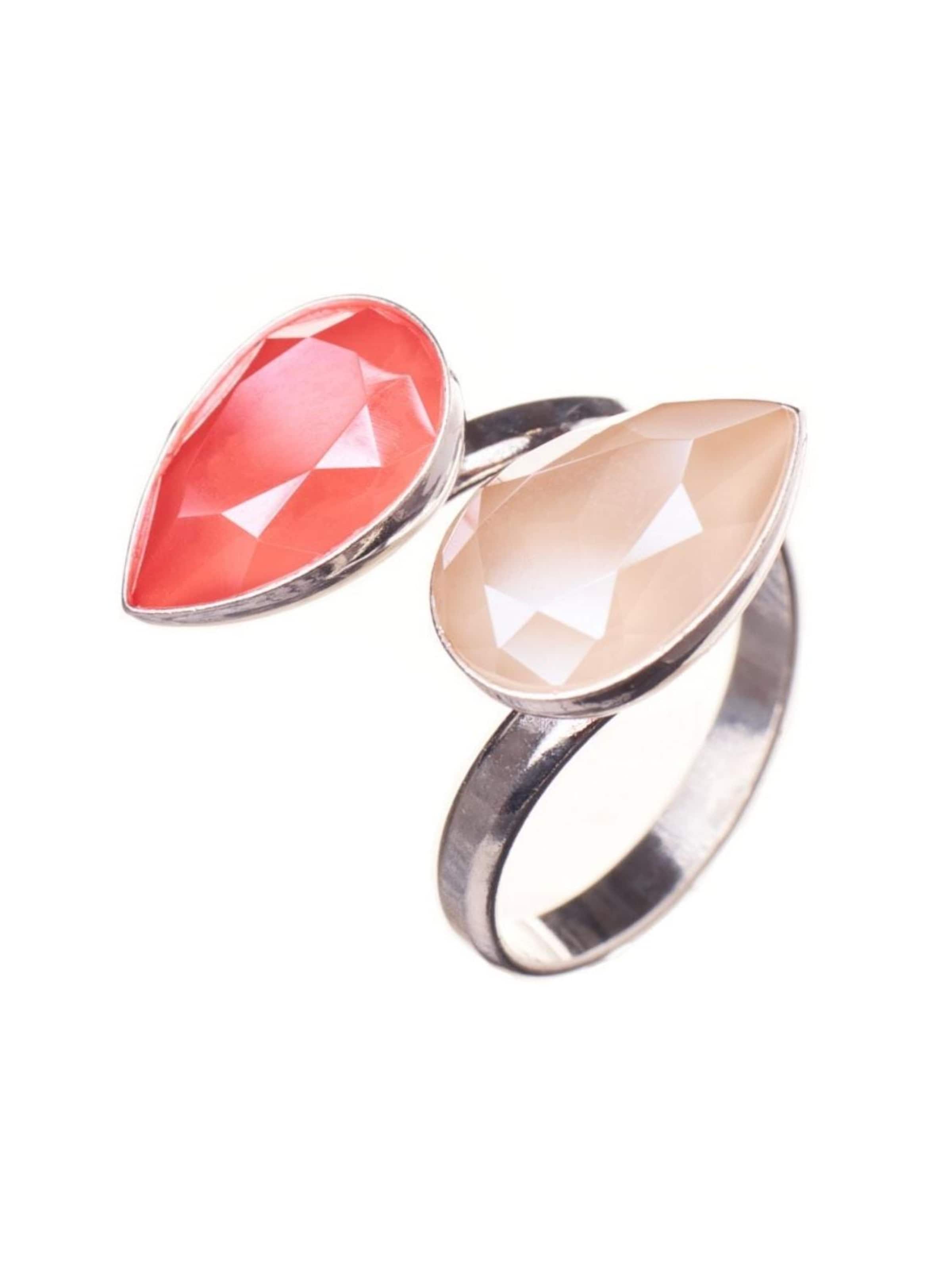 THE GEM STORIES JEWELRY - Anillo 'Coral Ivory Ring' en naranja: frente