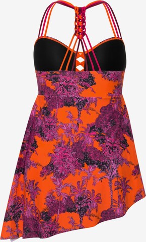 Ulla Popken Bandeau Swimsuit Dress in Orange