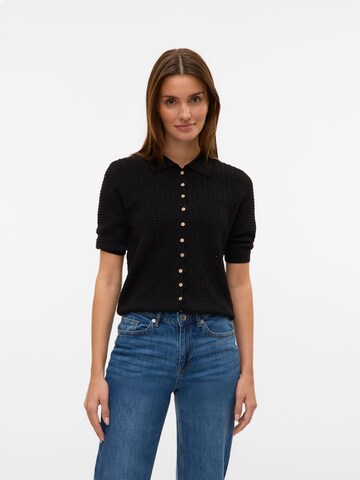 VERO MODA Gebreid vest 'VMPanama' in Zwart: voorkant