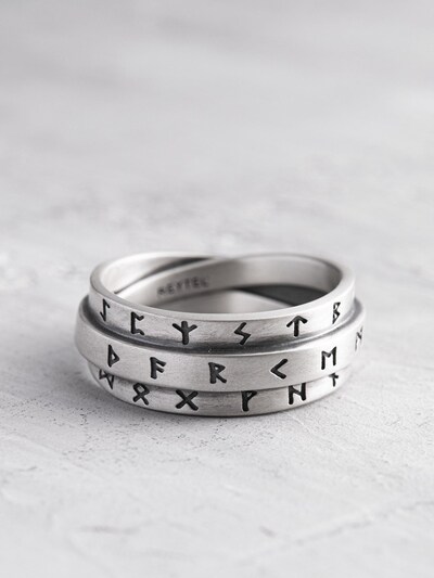 REYTEL Ring 'RUNES - AMULETS' in silber, Produktansicht