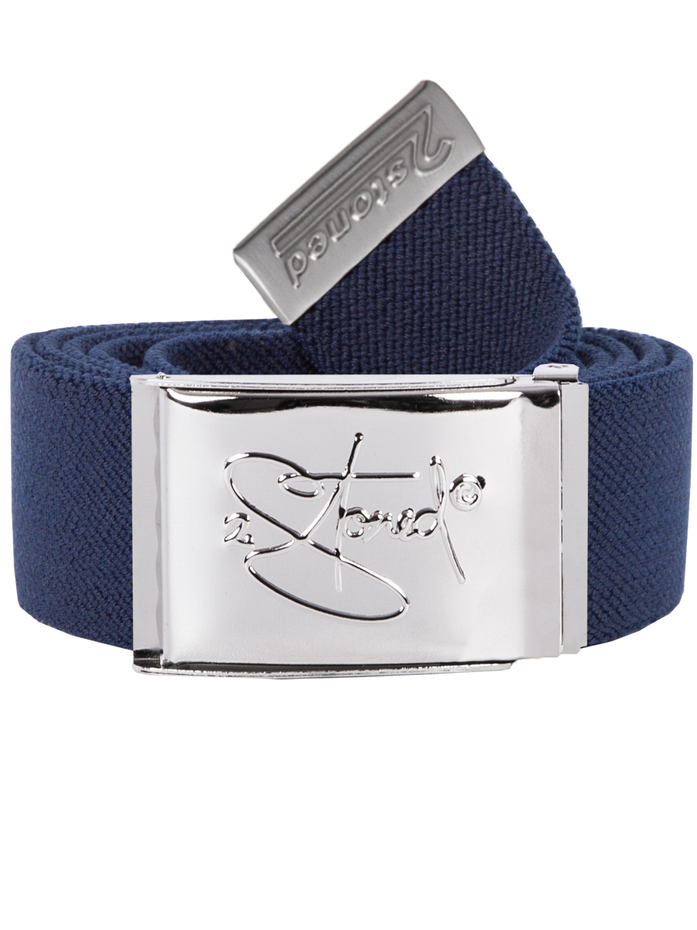 2Stoned Belt 'Stretch Classic Chrom' in Blue: front