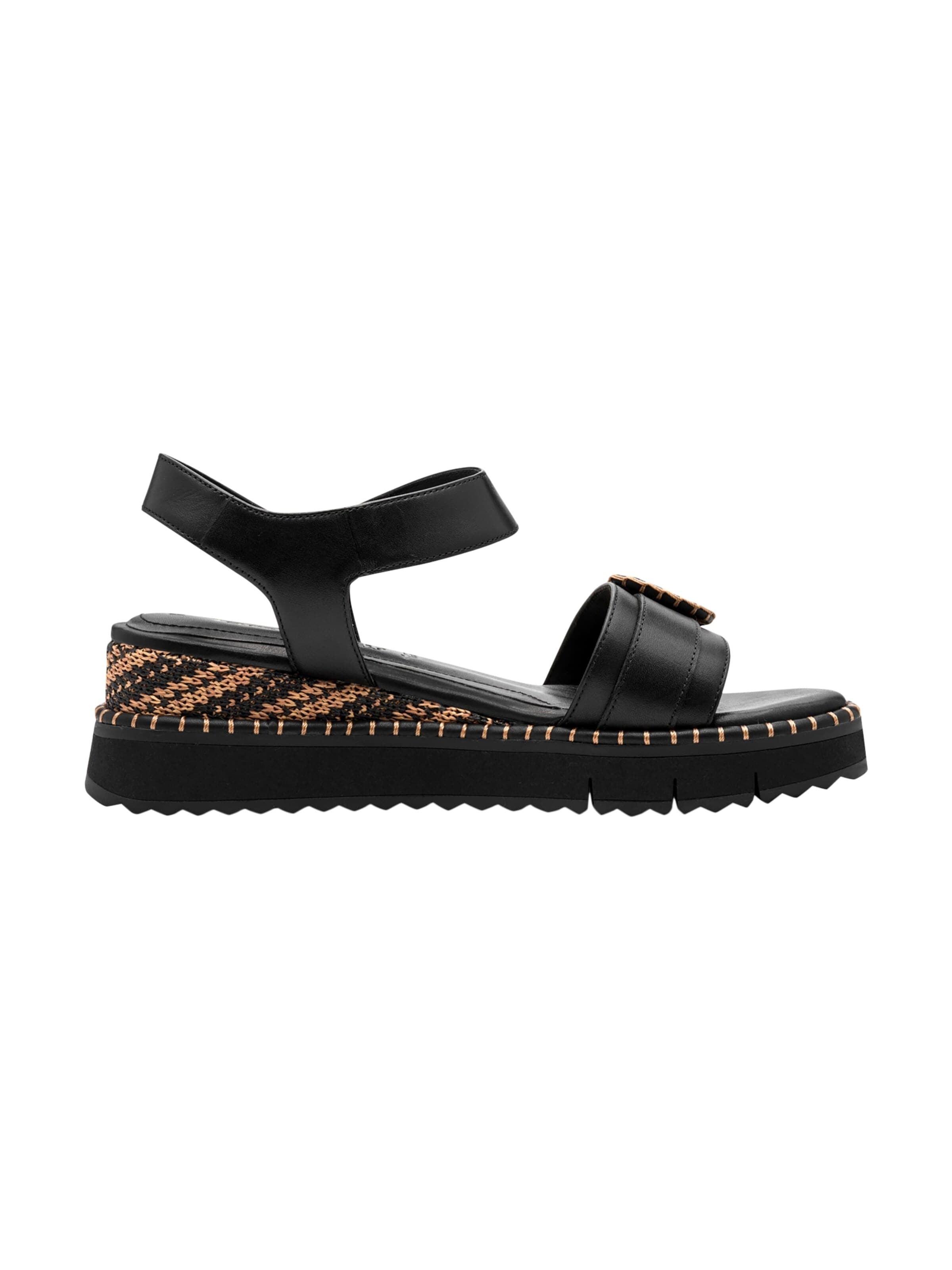 Tamaris Sandal 'Sandalen mit Keilabsatz aus Leder' in Black