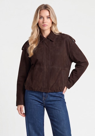 DreiMaster PREMIUM Jacke in Braun: Vorderseite