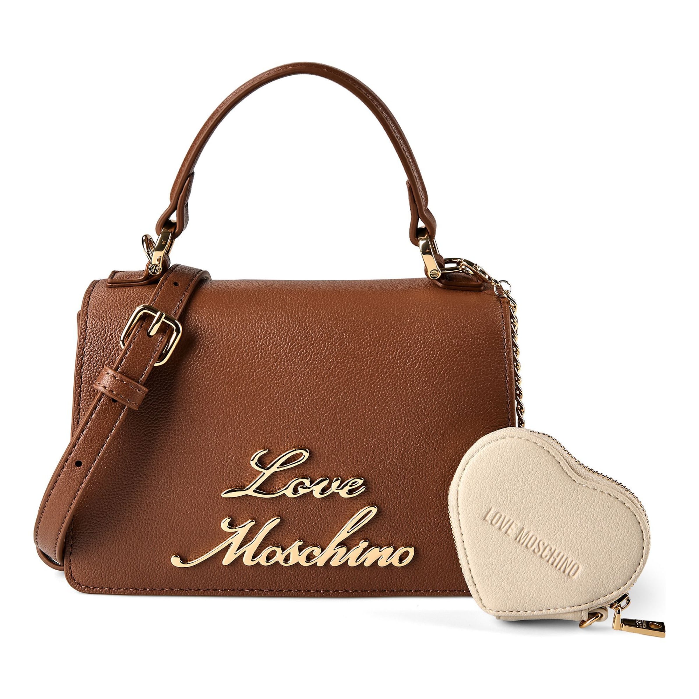 Sacs à main 'Heart Charm' Love Moschino en marron : devant