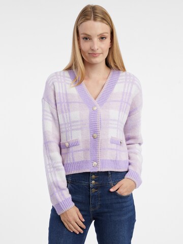 Orsay Knit Cardigan in Purple: front