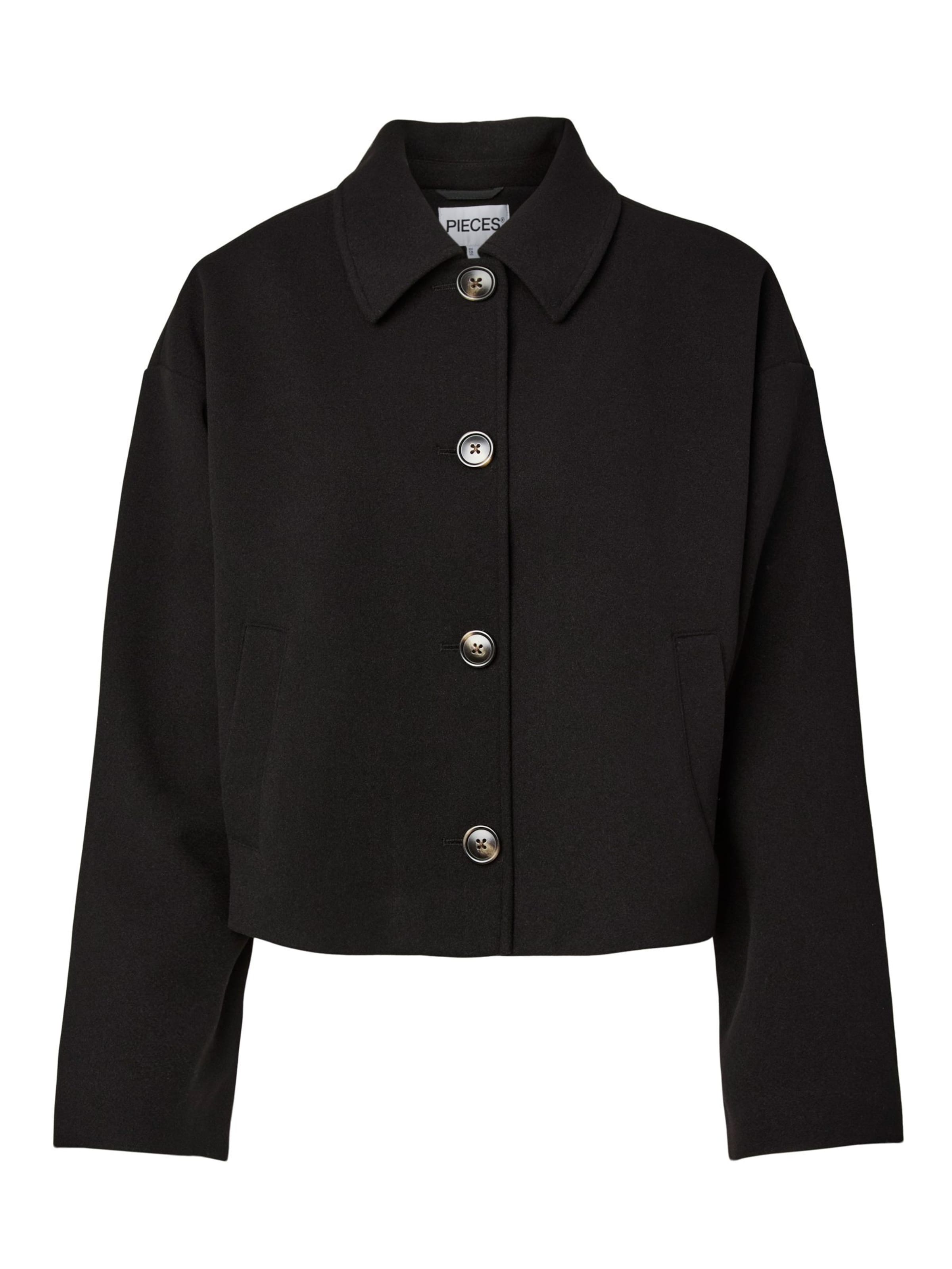 Cappotto di mezza stagione di PIECES in nero: frontale