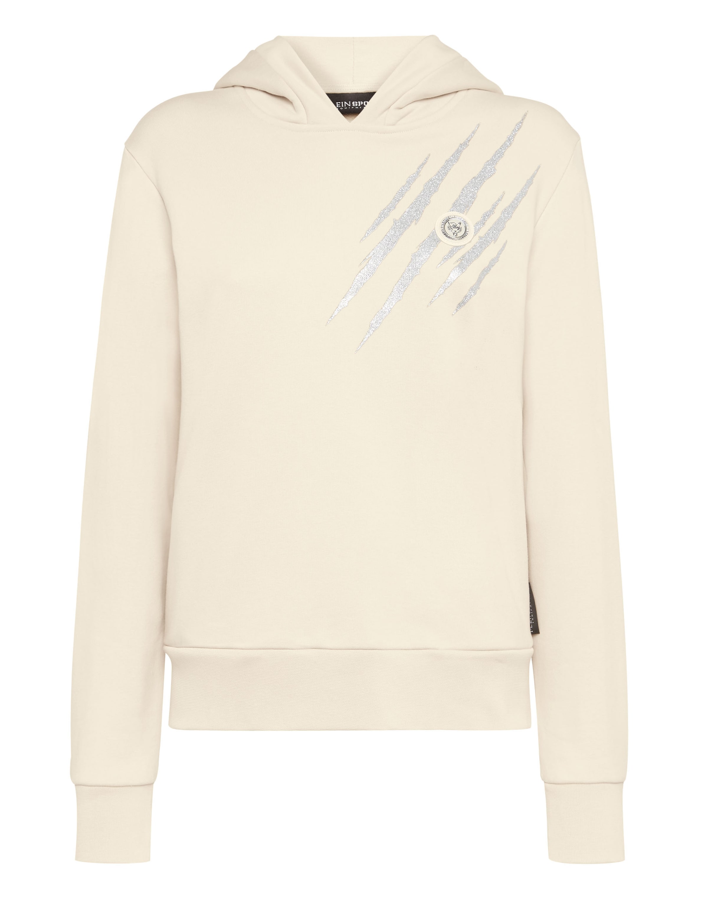 Plein Sport Sweatshirt 'Scratch' in de kleur Beige / Zilver, Productweergave
