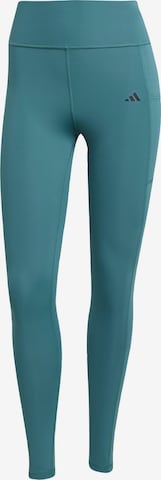 ADIDAS PERFORMANCE Skinny Sportbroek 'Optime Stash' in Groen: voorkant